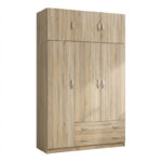 Ντουλάπα τρίφυλλη με πατάρι Alvia sonoma 150x51x240εκ - Image 3
