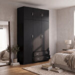 Ντουλάπα τρίφυλλη με πατάρι Alvia wenge 150x51x240εκ - Image 2