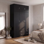 Ντουλάπα τρίφυλλη με πατάρι Alvia wenge 150x51x240εκ