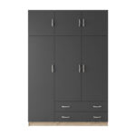 Ντουλάπα τρίφυλλη με πατάρι Alvia sonoma με ανθρακί 150x51x240εκ - Image 4