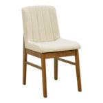 Καρέκλα Dalby εκρού ύφασμα καρυδί rubberwood 50x45x85,5εκ (Σετ 2 τεμαχίων)