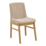 Καρέκλα Dalby μπεζ ύφασμα sonoma rubberwood 50x45x85,5εκ (Σετ 2 τεμαχίων)