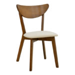 Καρέκλα Canon καρυδί rubberwood εκρού ύφασμα 43x52x83,5εκ (Σετ 2 τεμαχίων)