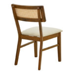 Καρέκλα Raffles καρυδί rubberwood με pe rattan και εκρού ύφασμα 47x48x83.5εκ (Σετ 2 τεμαχίων) - Image 2