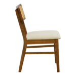 Καρέκλα Raffles καρυδί rubberwood με pe rattan και εκρού ύφασμα 47x48x83.5εκ (Σετ 2 τεμαχίων) - Image 3