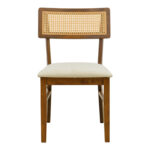 Καρέκλα Raffles καρυδί rubberwood με pe rattan και εκρού ύφασμα 47x48x83.5εκ (Σετ 2 τεμαχίων) - Image 4