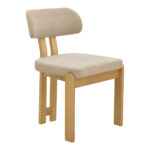 Καρέκλα Genoa sonoma rubberwood και μπεζ ύφασμα 50x43x82εκ (Σετ 2 τεμαχίων)