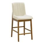 Σκαμπό μπαρ Dalby καρυδί rubberwood και εκρού ύφασμα 50x45x102,5εκ (Σετ 2 τεμαχίων)