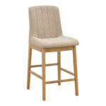 Σκαμπό μπαρ Dalby sonoma rubberwood και μπεζ ύφασμα 50x45x102,5εκ (Σετ 2 τεμαχίων)