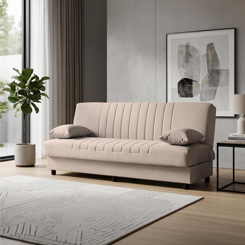 product_pako_438-000002 Καναπές Κρεβάτι Romina τριθέσιος με αποθηκευτικό χώρο καφέ ύφασμα 180x75x85εκ - Image 1