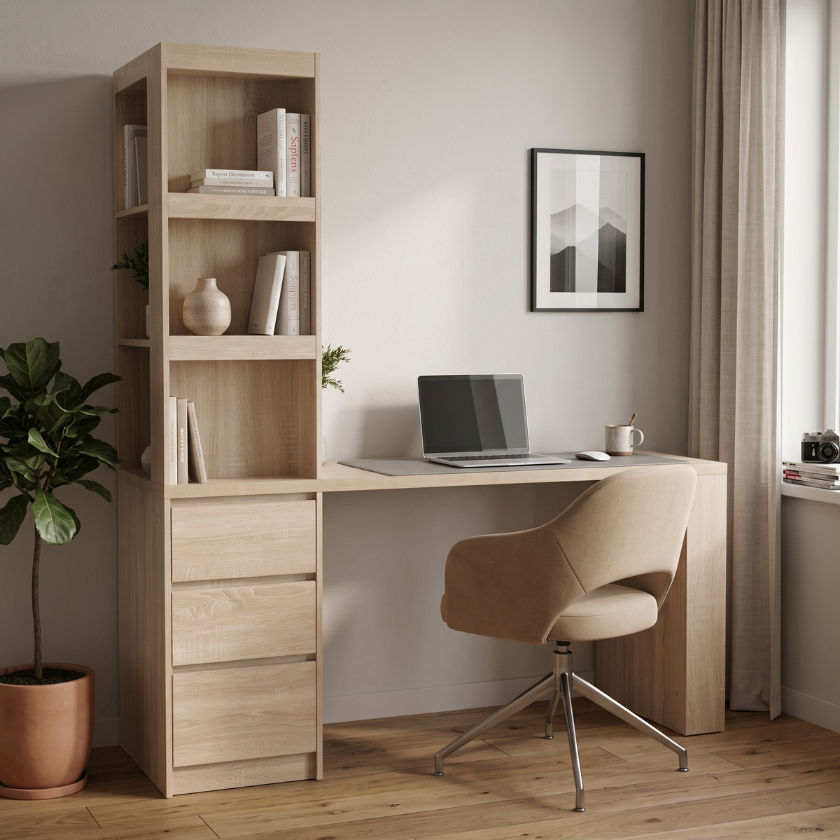 product_pako_072-000190 Γραφείο με βιβλιοθήκη Cliner sonoma 140x50x180εκ - Image 1
