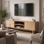 Έπιπλο τηλεόρασης Jenfia mdf σε φυσική απόχρωση 150x39x45,5εκ