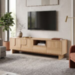 Έπιπλο τηλεόρασης Jenfia mdf σε φυσική απόχρωση 180x39x45,5εκ