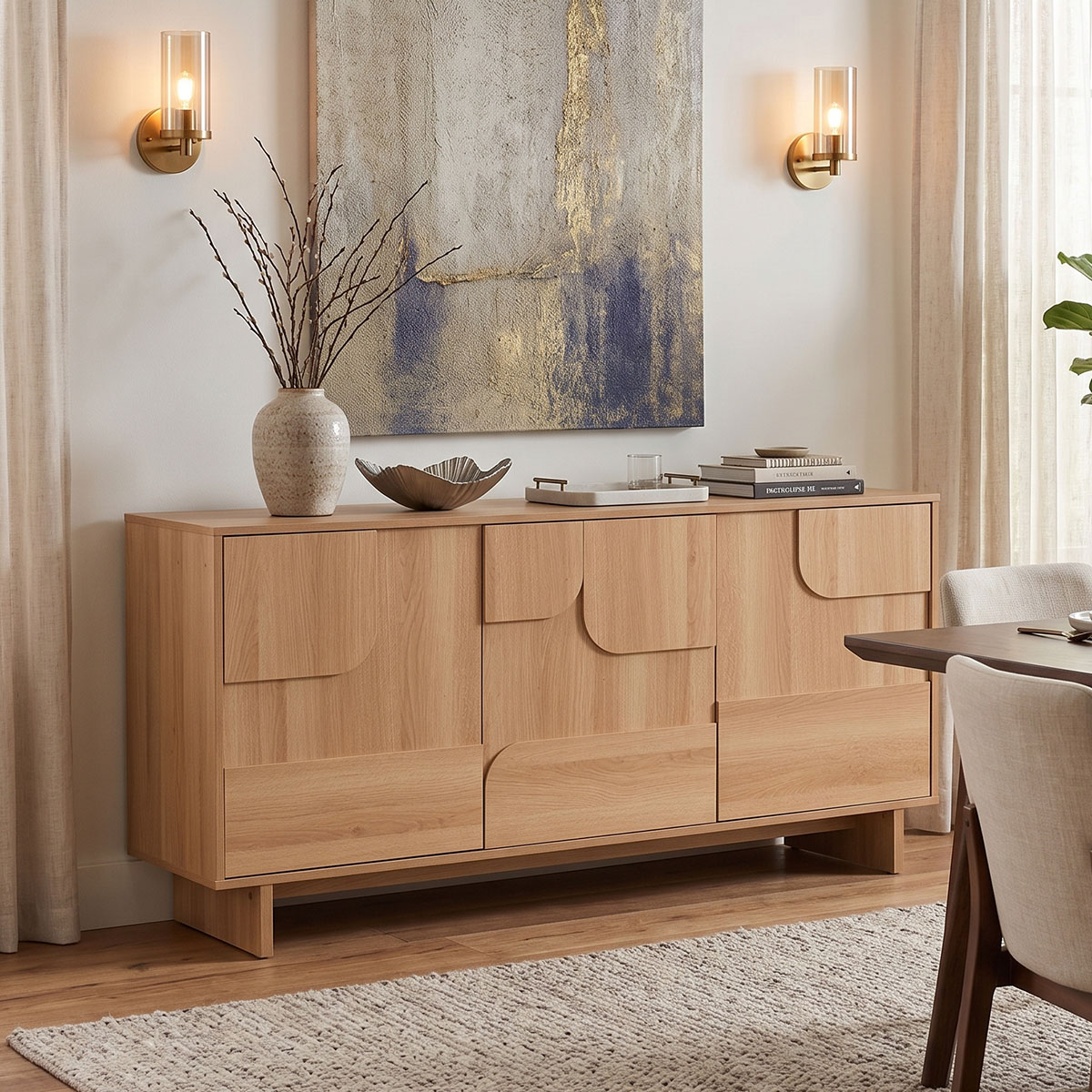 product_pako_086-000031 Μπουφές Jenfia mdf σε φυσική απόχρωση 150x39x75,5εκ - Image 1