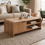 Τραπέζι σαλονιού Kelba mdf σε φυσική απόχρωση 100x50x35,5εκ