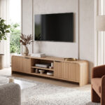 Έπιπλο τηλεόρασης Anfen mdf σε φυσική απόχρωση 160x39x40,5εκ