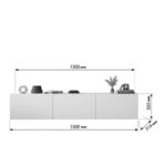 Έπιπλο τηλεόρασης επιτοίχιο Felita λευκό 150x31,4x30εκ - Image 3