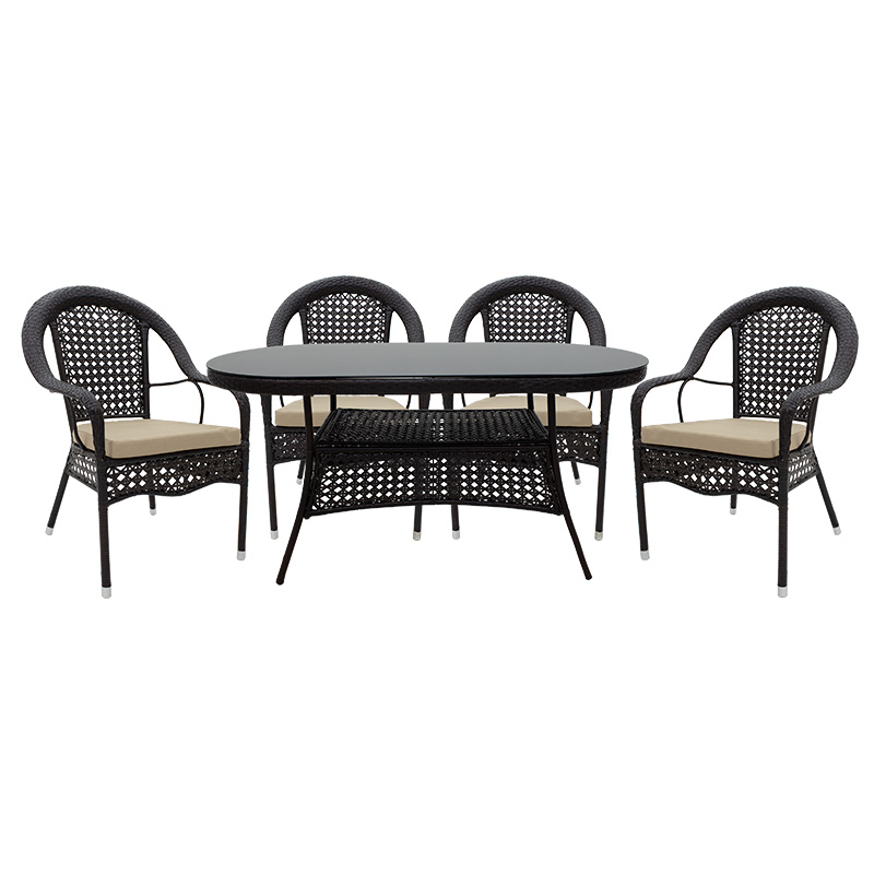 product_pako_140-000052 Τραπεζαρία Cellin σετ 5τεμ μέταλλο-pe καφέ - Image 1