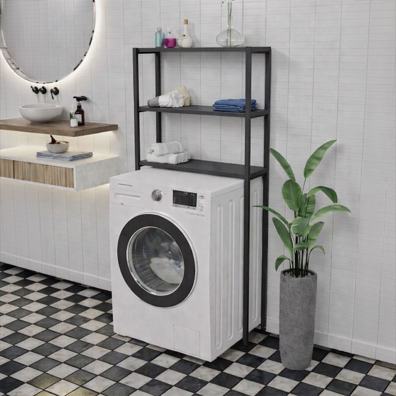 product_pako_197-000347 Ραφιέρα μπάνιου Valerio ανθρακί με μαύρο μέταλο 73x22x150εκ - Image 1