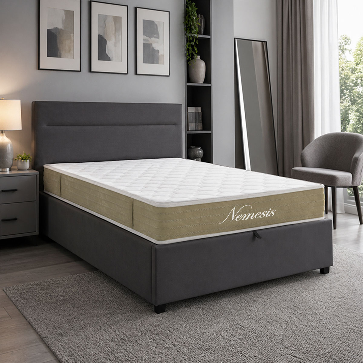 product_pako_200-001724 Κρεβάτι με στρώμα και αποθηκευτικό χώρο Molito-Nemesis βελούδο ανθρακί 120x200εκ - Image 1