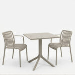 Τραπεζαρία Zoi Groovy σετ 3τεμ cappuccino PP 80x80x74εκ - Image 2