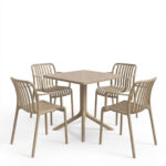 Τραπεζαρία Zoi Groovy σετ 5τεμ cappuccino PP 80x80x74εκ - Image 2