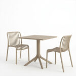 Τραπεζαρία Zoi Groovy σετ 3τεμ cappuccino PP 80x80x74εκ - Image 2