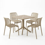 Τραπεζαρία Zoi Groovy σετ 5τεμ cappuccino PP 80x80x74εκ - Image 2