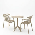 Τραπεζαρία Mercon Zoi σετ 3τεμ cappuccino PP Φ60x75εκ - Image 2