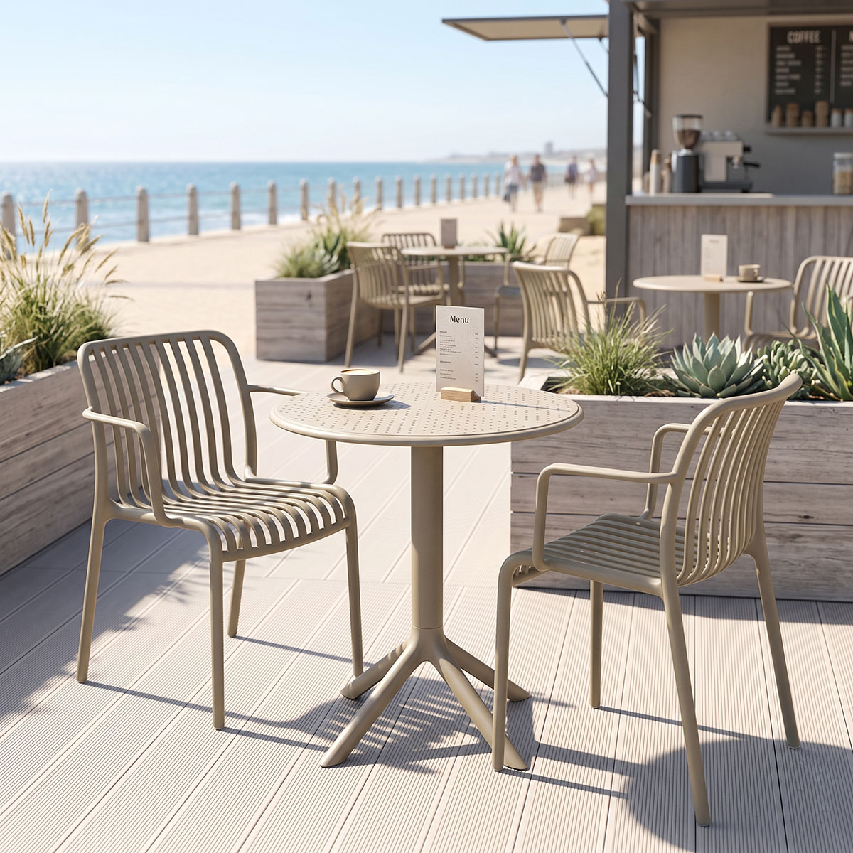 product_pako_200-001851 Τραπεζαρία Mercon Zoi σετ 3τεμ cappuccino PP Φ60x75εκ - Image 1
