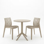 Τραπεζαρία Mercon Hush σετ 3τεμ cappuccino PP Φ60x75εκ - Image 2