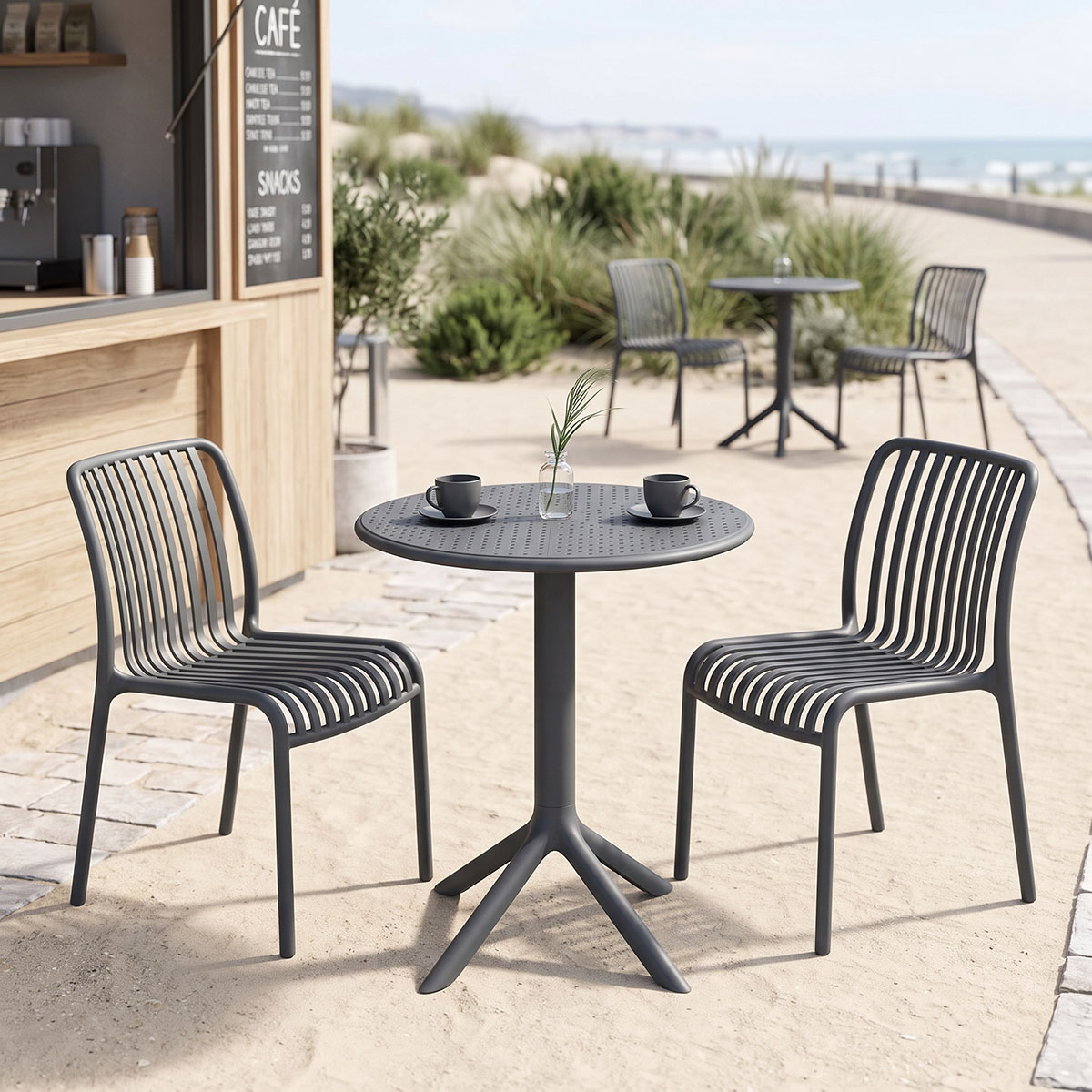 product_pako_200-001854 Τραπεζαρία Mercon Zoi σετ 3τεμ ανθρακί PP Φ60x75εκ - Image 1