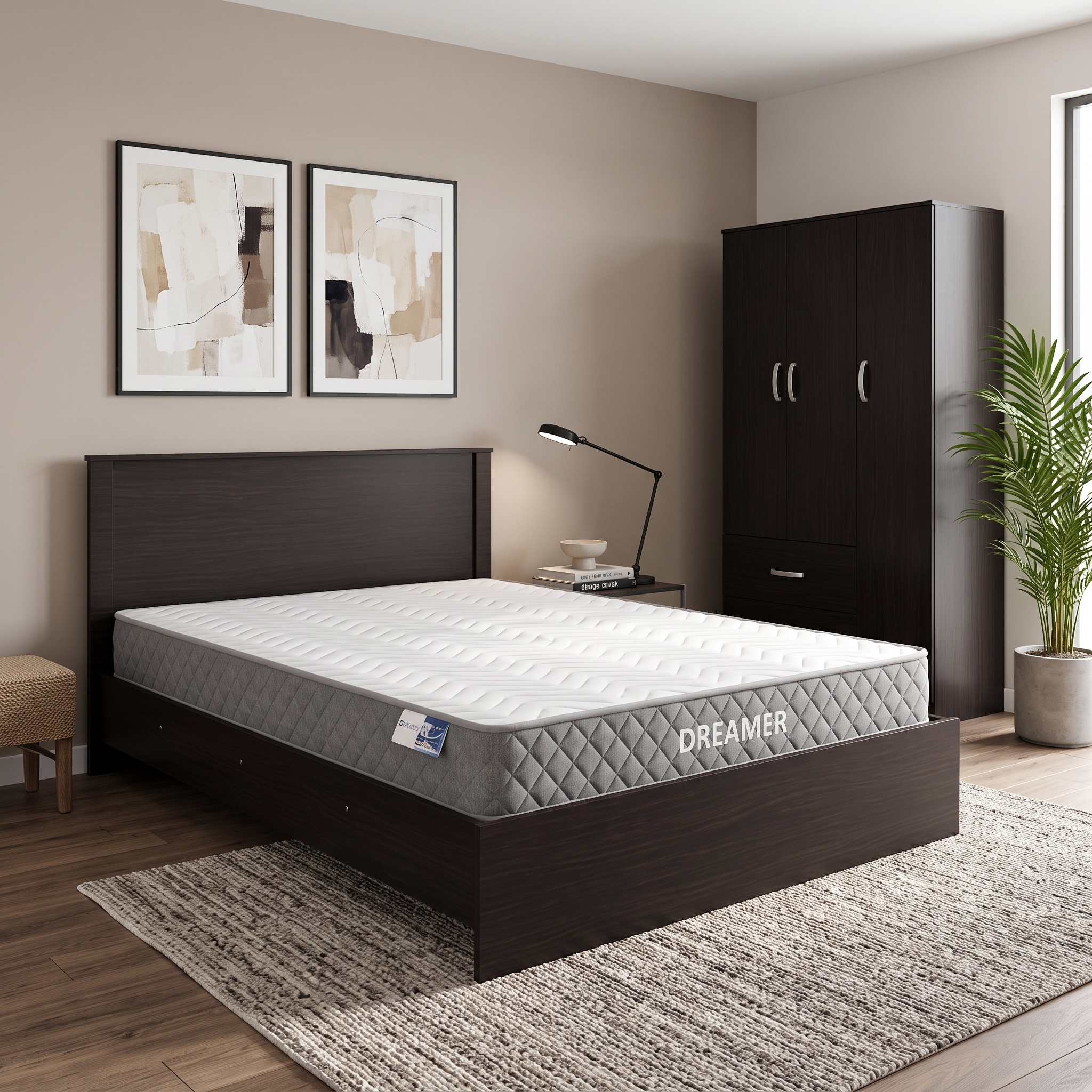 product_pako_200-002088 Σετ Κρεβατοκάμαρας Athos Wenge με Ντουλάπα τρίφυλλη και Στρώμα Dreamer 140x200εκ Σετ 3τεμ - Image 1