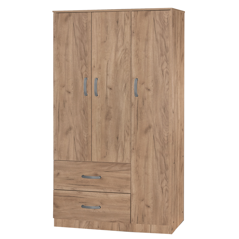 product_pako_249-000029 Ντουλάπα ρούχων τρίφυλλη Zelia με 2 συρτάρια χρώμα oak 90x42x180εκ - Image 1