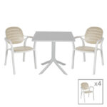 Τραπεζαρία Groovy-Gentle σετ 5τεμ PP λευκό-cappuccino 80x80x74,5εκ