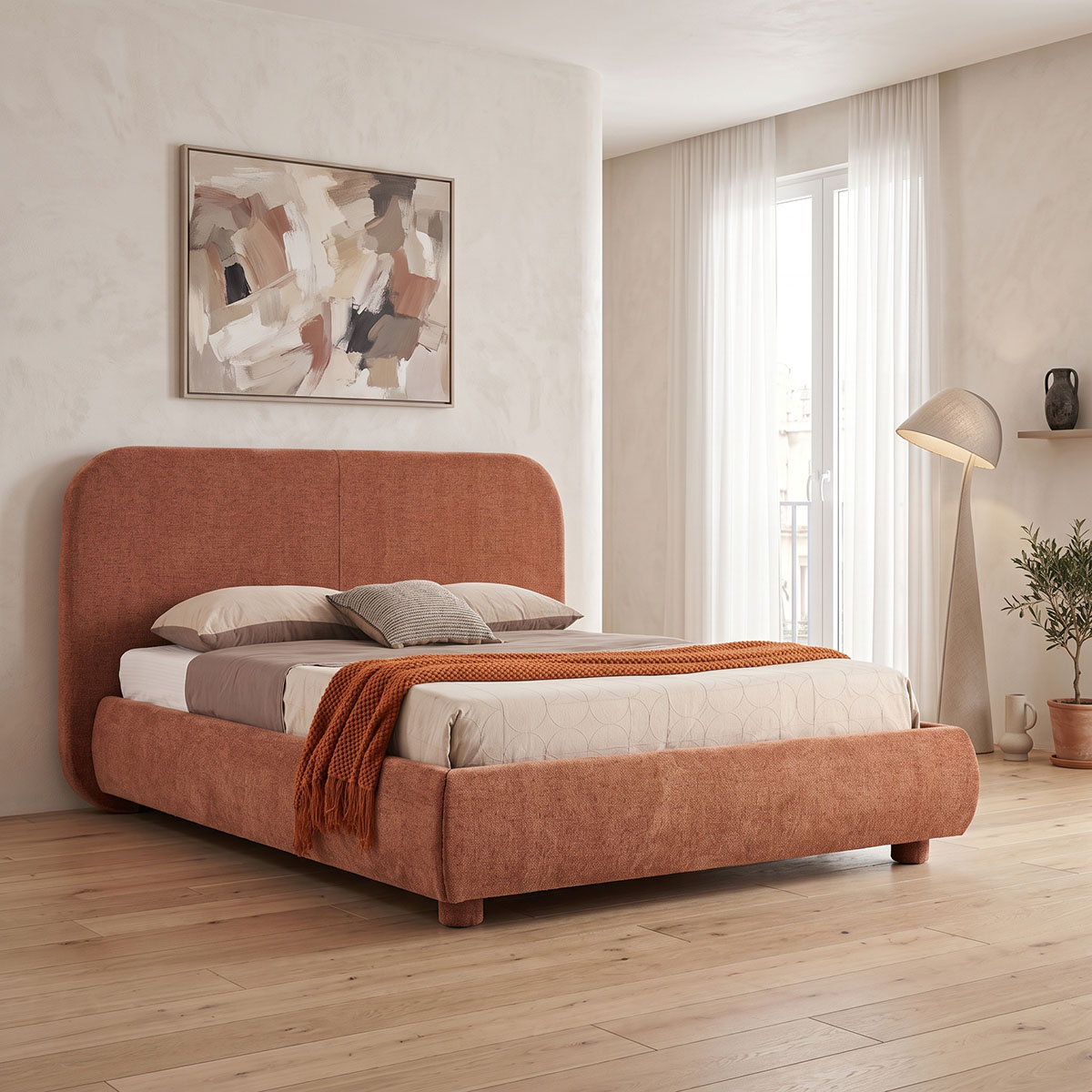 product_pako_279-000023 Κρεβάτι Salena terracotta ύφασμα 160x200εκ - Image 1