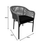 Πολυθρόνα αλουμινίου Legana ανθρακί σκελετός- rattan 56x66x82εκ - Image 8