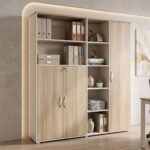 Βιβλιοθήκη γραφείου Jabari σε oak-μπεζ απόχρωση 160x40x200εκ