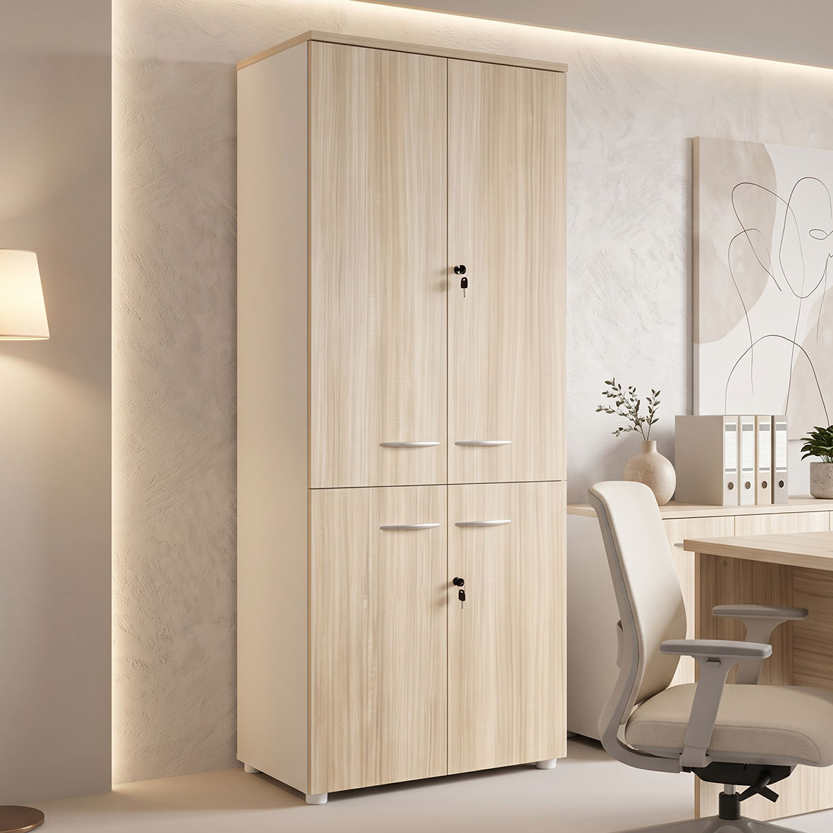 product_pako_367-000034 Ντουλάπα γραφείου Armadi σε oak-μπεζ 80x40x200εκ - Image 1