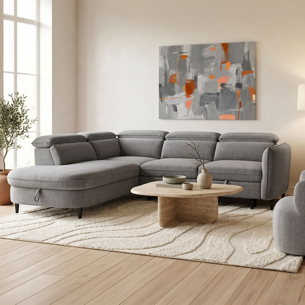 product_pako_371-000038 Γωνιακός καναπές κρεβάτι Napia δεξιά γωνία με ανθρακί ύφασμα 249x210x98εκ - Image 1
