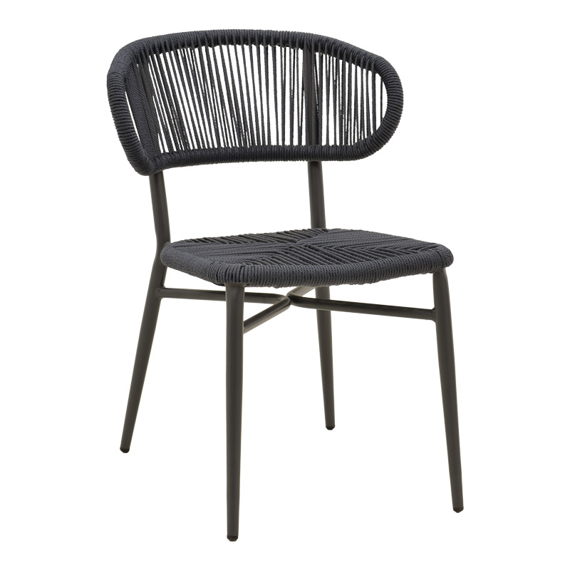 product_pako_373-000011 Καρέκλα στοιβαζόμενη Agus αλουμίνιο-pe rattan σε μαύρη απόχρωση 55x63x77εκ - Image 1