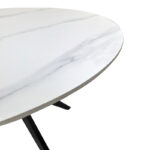 Τραπέζι Orbital sintered stone λευκή ματ όψη μαρμάρου με μαύρο μεταλλικό πόδι Φ100x76εκ - Image 5