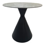 Τραπέζι Flenada sintered stone σε γκρι όψη μαρμάρου με μαύρη μεταλλική βάση Φ80x76εκ - Image 2