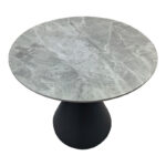 Τραπέζι Flenada sintered stone σε γκρι όψη μαρμάρου με μαύρη μεταλλική βάση Φ80x76εκ - Image 3