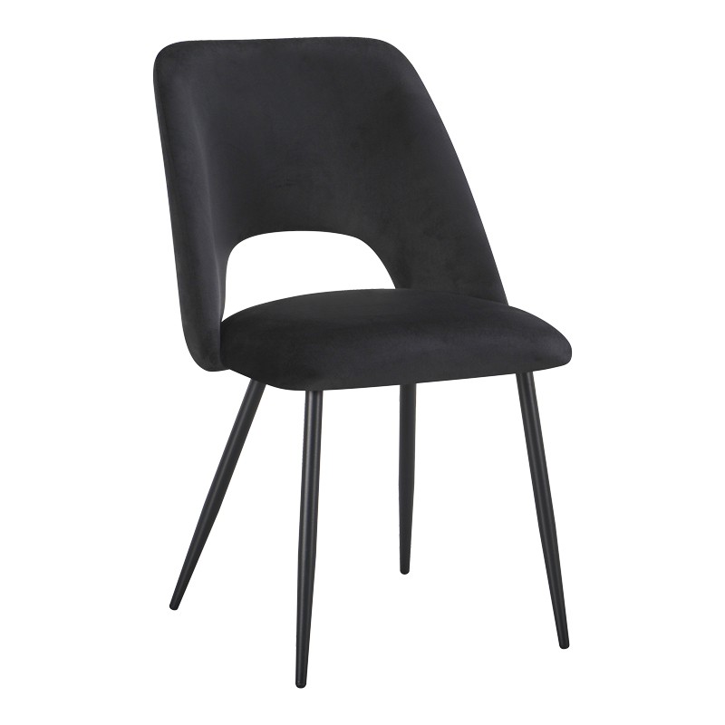 product_pako_428-000014 Καρέκλα Nelda μαύρο βελούδο με μεταλλικό μαύρο πόδι 44x58x82εκ (Σετ 4 τεμαχίων) - Image 1