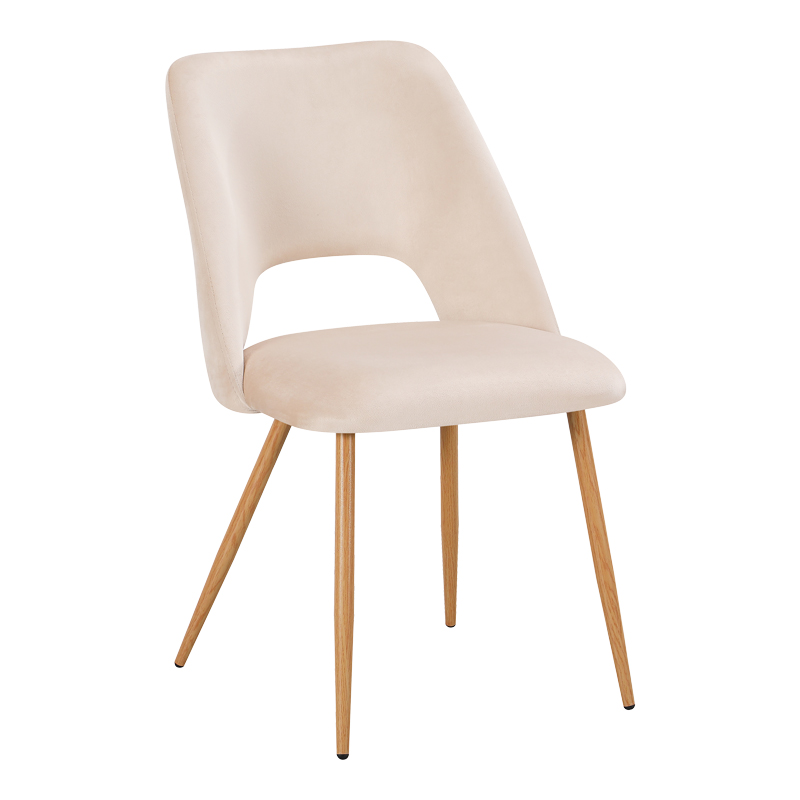 product_pako_428-000016 Καρέκλα Nelda μπεζ βελούδο με μεταλλικό πόδι σε φυσική απόχρωση 44x58x82εκ (Σετ 4 τεμαχίων) - Image 1