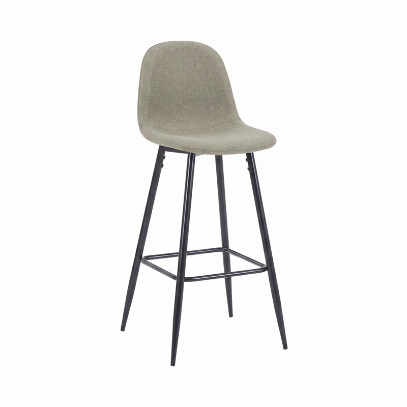 product_pako_499-000030 Σκαμπό μπαρ μεσαίου ύψους Bella λαδί ύφασμα με μαύρο μεταλλικό πόδι 41,5x49x98εκ - Image 1