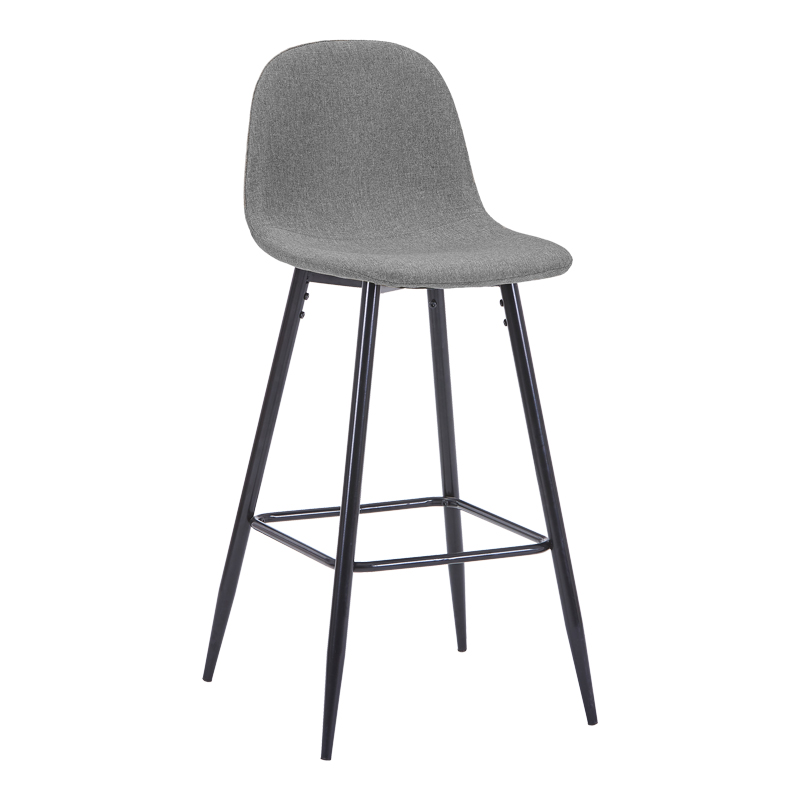 product_pako_499-000031 Σκαμπό μπαρ Bella ανθρακί ύφασμα με μαύρο μεταλλικό πόδι 41,5x49x108εκ - Image 1