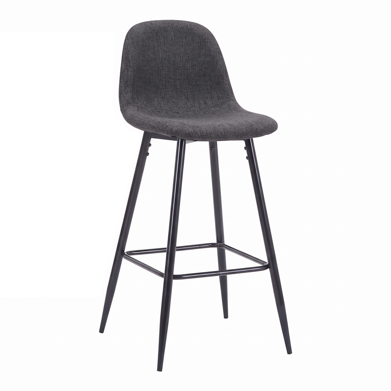product_pako_499-000032 Σκαμπό μπαρ Bella μαύρο ύφασμα με μαύρο μεταλλικό πόδι 41,5x49x108εκ - Image 1