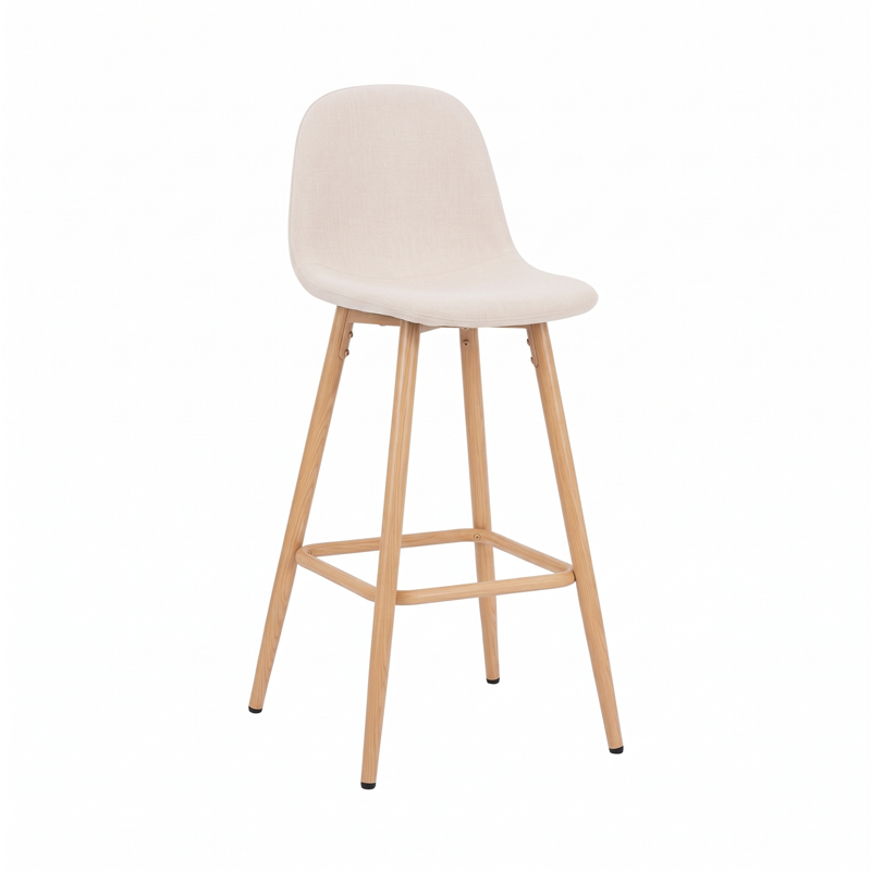 product_pako_499-000036 Σκαμπό μπαρ μεσαίου ύψους Bella κρεμ ύφασμα με μεταλλικό πόδι σε φυσική απόχρωση 41,5x49x98εκ - Image 1